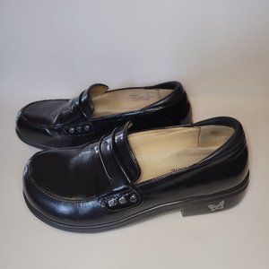 Alegria Taylor 611 Black Waxy Oxford Loafers Size EU 37